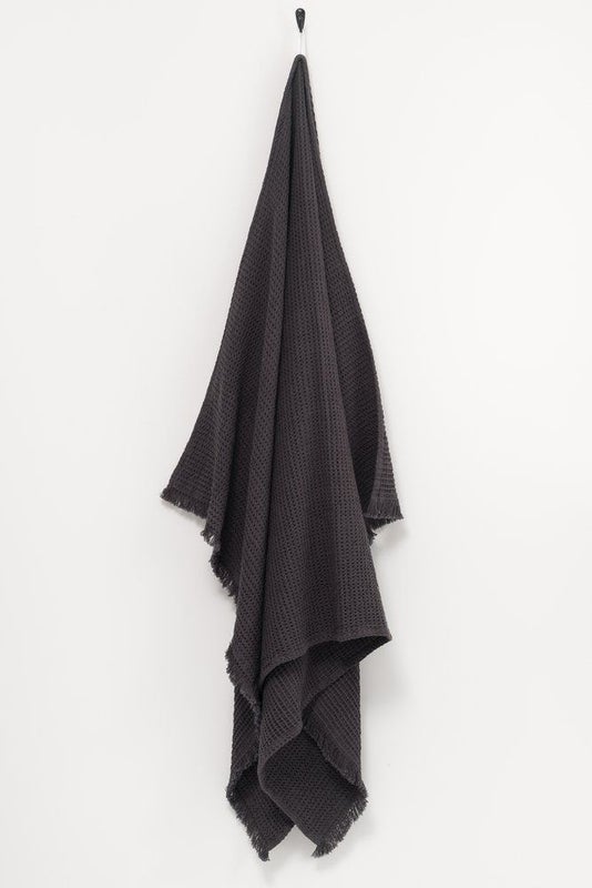 Ruutu Vaffel Sauna/Badeh&aring;ndkl&aelig;de 100x160cm, m&oslash;rkegr&aring;