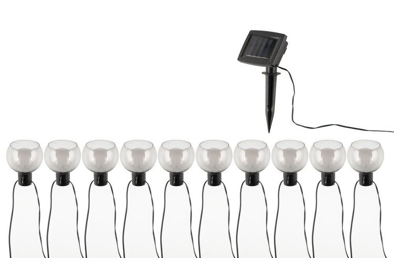 Dome Solar udend&oslash;rs LED-lysk&aelig;de med 10 p&aelig;rer, skumringssensor og jordspyd (IP44)